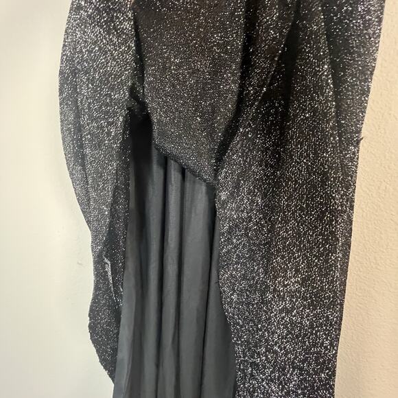 90s Long Sleek Sparkly Formal Dress Gown Bodycon Starry M/L Slip V Neck Romantic - Picture 9 of 10